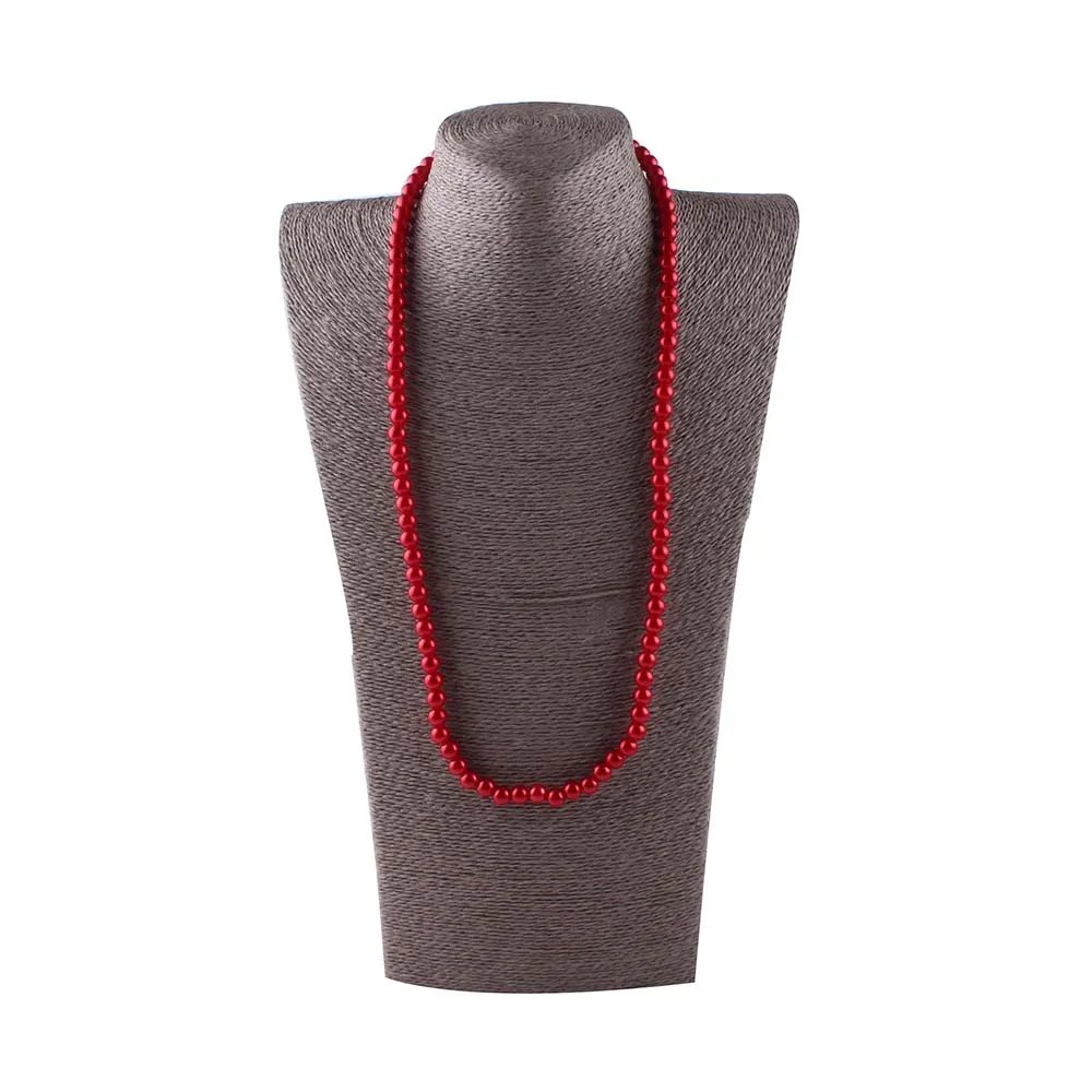 red JIOFREE, Винтажные бусины, 8 мм, имитируют блестящая жемчужина, ожерелье, модное жемчужное массивное ожерелье, свадебное украшение для женщин - Окраска металла: red