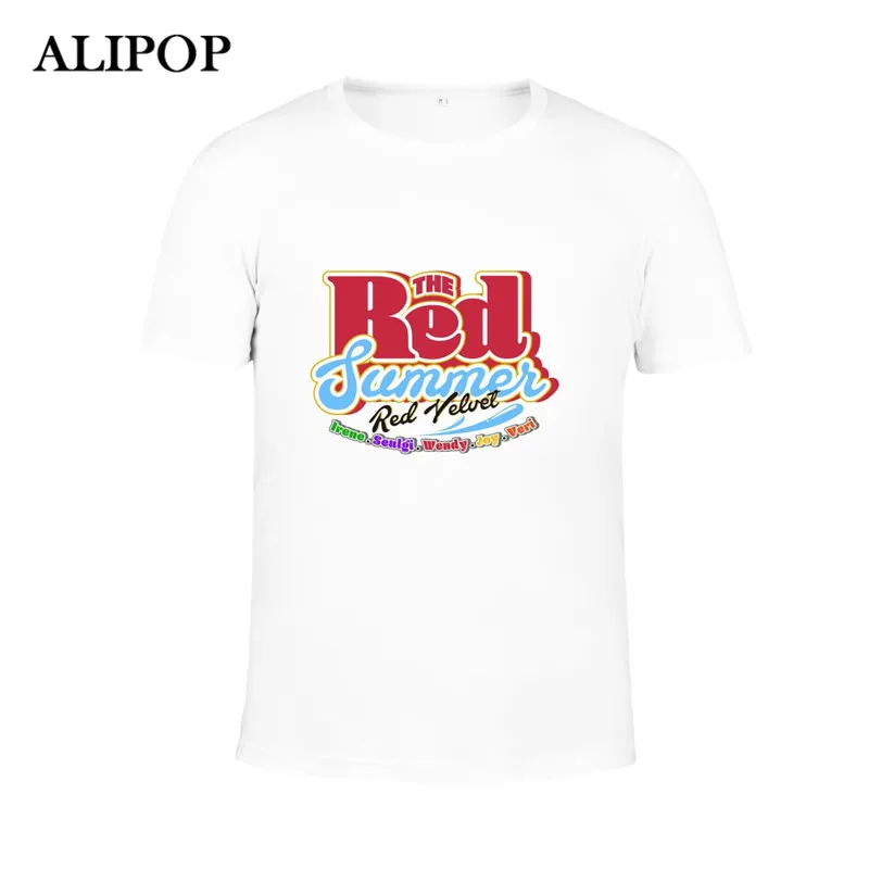 KPOP Корейская мода красный бархат 2017 новый альбом красная женская футболка