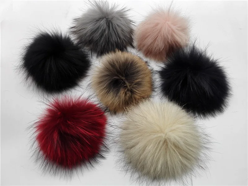 Cheap Price 10pcs/lot Real 15cm Red Raccoon Fur Pom pom For Winter Knitted Hats Skullies Fur Balls Knitting Beanies Gorras