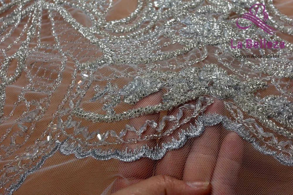 La Belleza, новинка, свадебное платье, кружевная ткань, дизайн, кружево, Серебряное золото, расшитое бисером, кружевная ткань, Кристальное кружево, 1 ярд