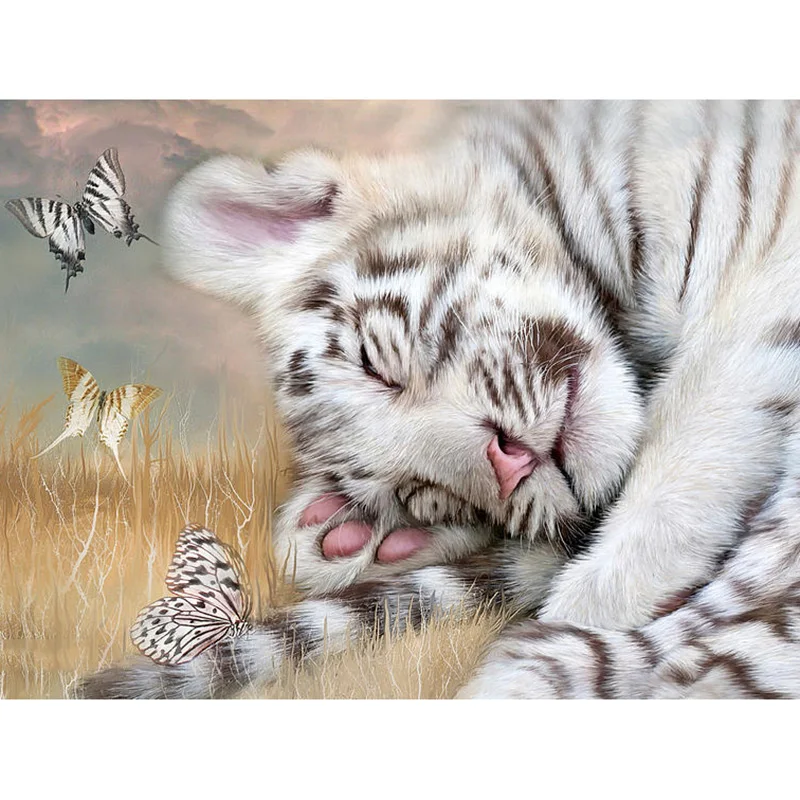 Полная квадратная/круглая Алмазная вышивка Тигр 5D сделай сам крестиком Стразы