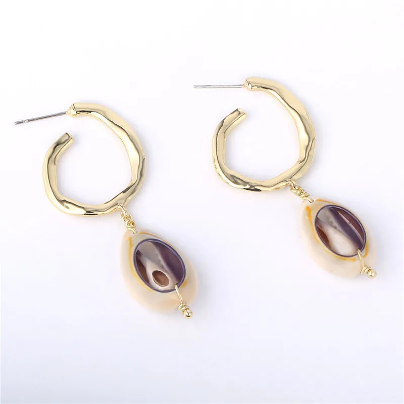 Lancharmed Natural Sea Shell Fashion Gold Color Drop Earrings Charm Gift for Women 2019 | Украшения и аксессуары