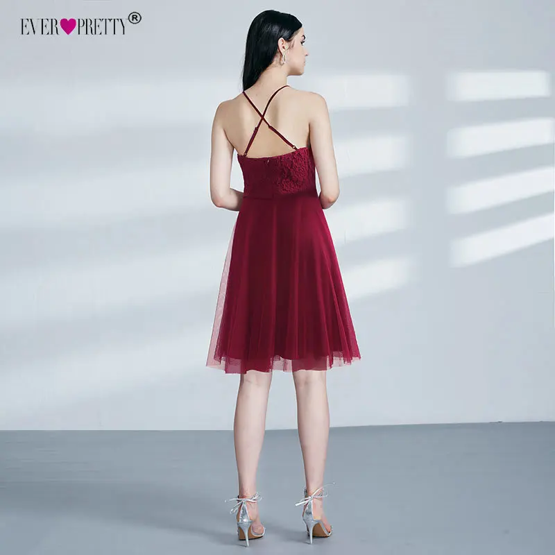 Короткие платья Ever Pretty бордового цвета для подружки невесты длиной до колена