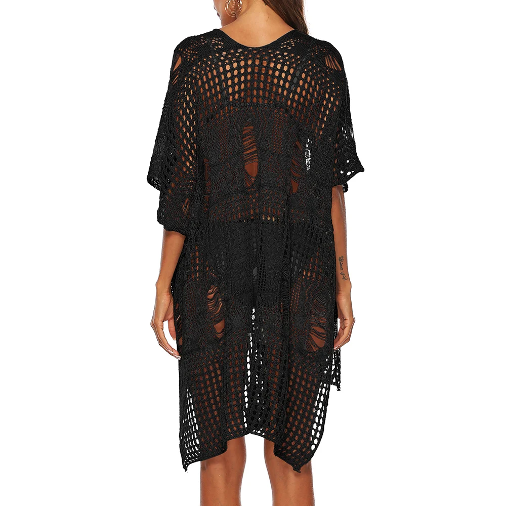 2019 Летняя женская открытая накидка вязанная Повседневная Свободная пикантный