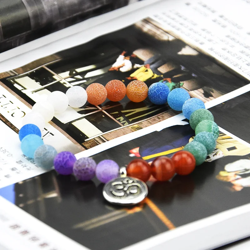 Красочные выветренные бусины ручной струны 8 мм натуральный камень семь чакр