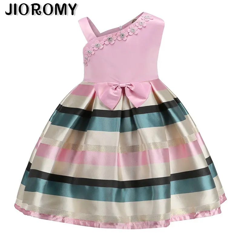 Новинка весна-лето 2018 платье для девочек с жемчужным цветком на одно плечо