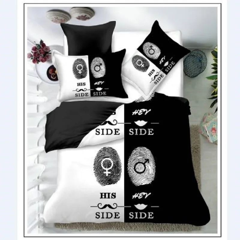 Черно белая серия с 3D принтом пододеяльник простыня наволочки Домашний Комплект