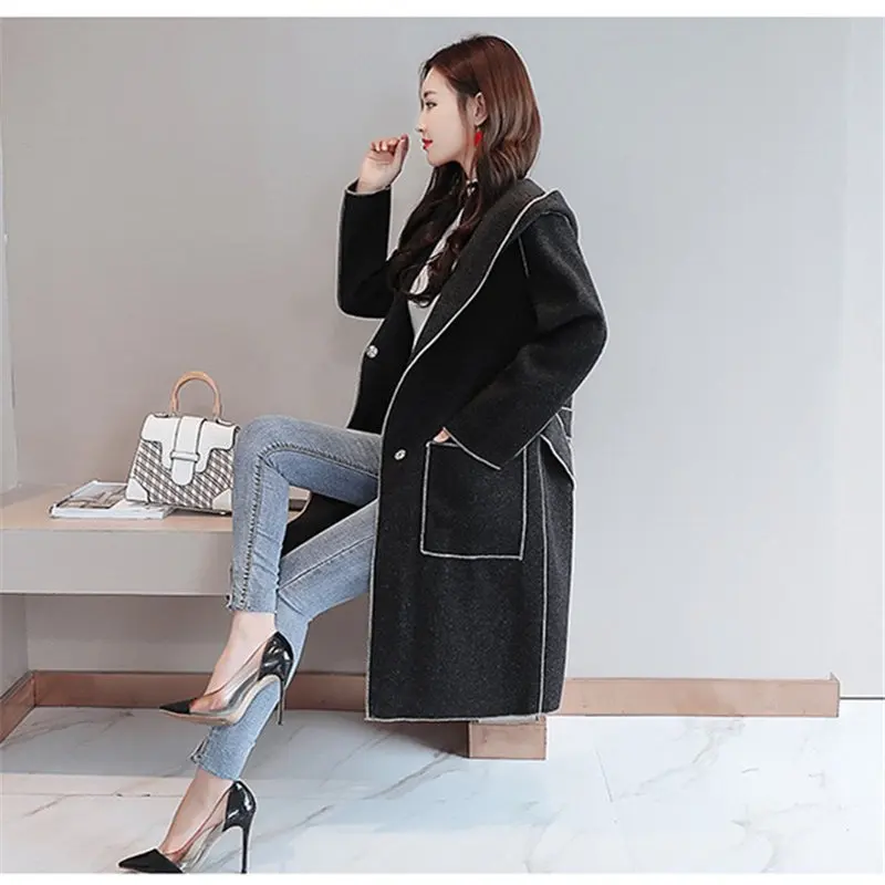 Зимняя женская куртка 2019 корейская версия длинный абзац выше колена шерстяное