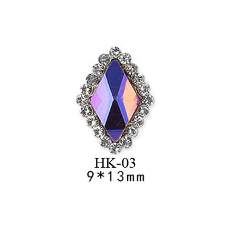 HK-03 20 шт Очаровательная Серебряная основа сплава 3D дизайн ногтей горный хрусталь декор с плоской задней блестящей кристаллами ювелирные алмазы Дизайн Аксессуары для маникюра - Цвет: HK-03