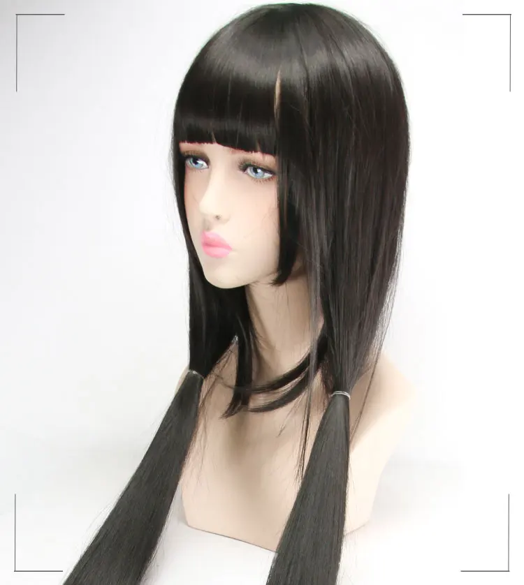WTB 120 см Длинные Аниме Hell Girl Enma Ai прямые черные синтетические волосы косплей парик Термостойкое волокно - Цвет: nature black