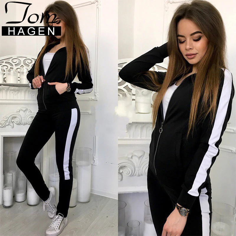 Белый спортивный костюм для женщин комплект из двух предметов топ и брюки с