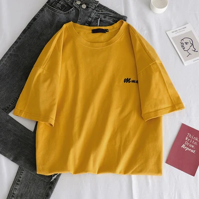 Xian 611 huang Корейская женская футболка с мультяшным принтом, harajuku, мультяшная кавайная модная футболка для девушек, лето, Женские базовые топы, футболки - Цвет: Xian 611 huang
