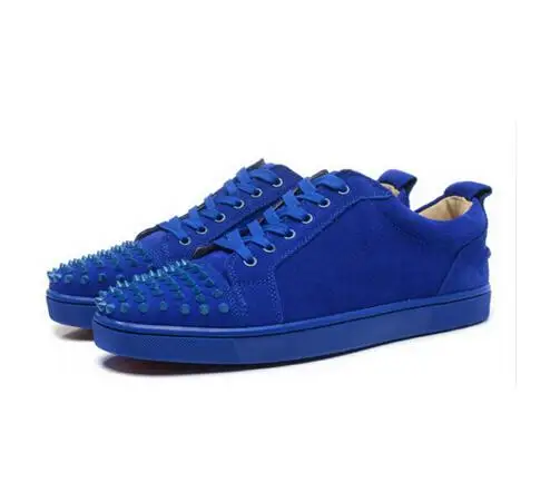 Royal Blue Mikishyda/Коллекция года; сезон весна; мужские серые замшевые туфли с заклепками на плоской подошве; Низкие кроссовки на шнуровке; мужские Подиумные кроссовки; Chaussures Hommes; большие Size39-47 - Цвет: Royal Blue