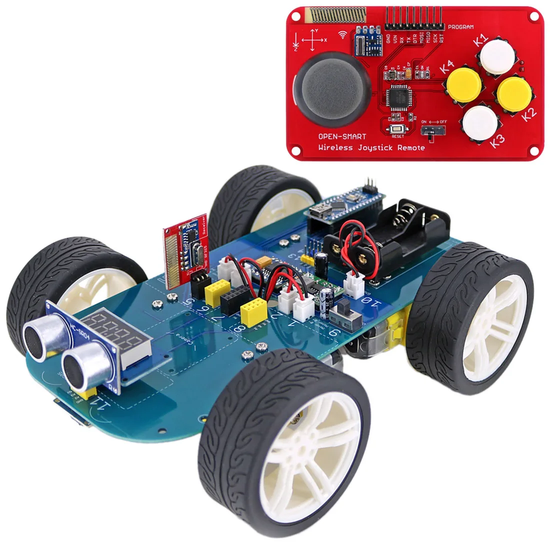 315mhz 4wd 315/433mhz беспроводной джойстик пульт дистанционного управления резиновый колесный мотор-редуктор умный автомобильный комплект для Arduino высокотехнологичная программируемая игрушка - Цвет: 315mhz