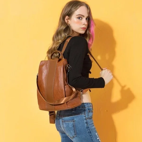 Женский модный кожаный рюкзак Противоугонная дорожная школьная сумка на одно