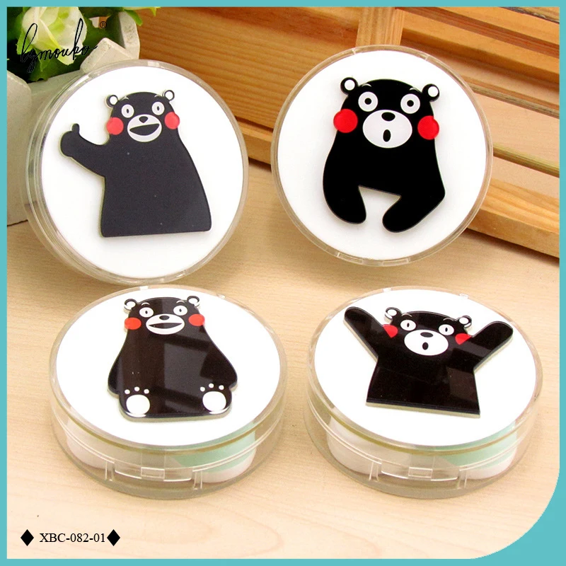 

Lymouko New Design Lovely Cartoon Bear Round Portable with Mirror Contact Lens Case for Kit Holder Lenses Container Box