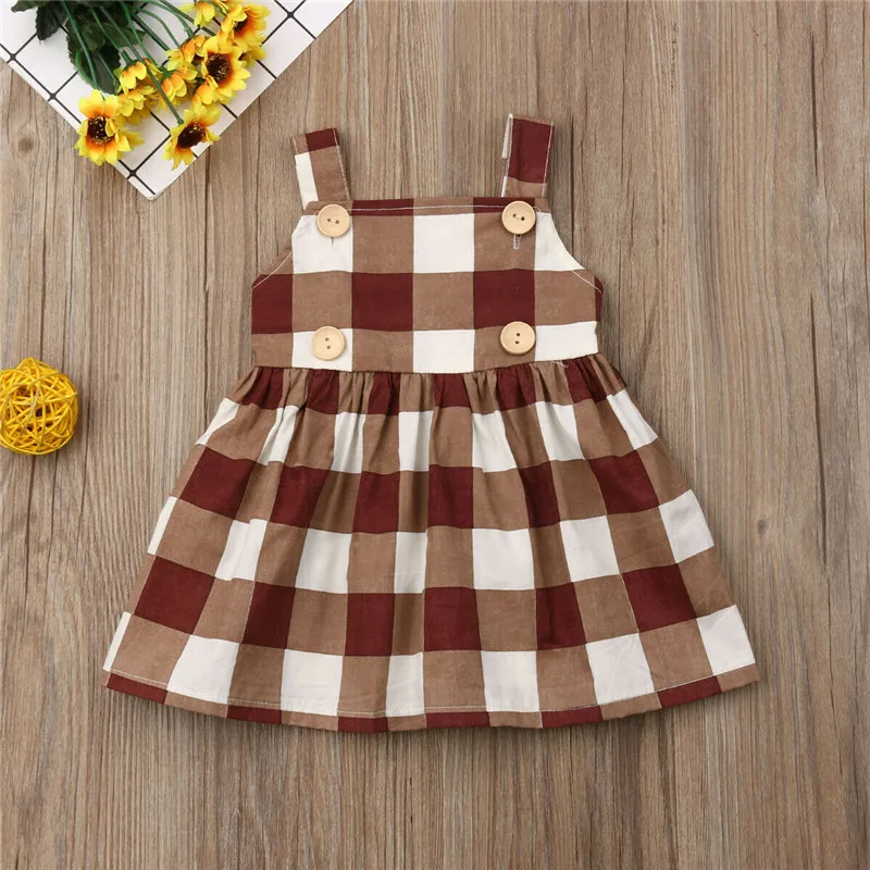 Baby Girls Summer Dress Kids Sleeveless Plaid Sling Princess Dresses 1-6Y Newborn Girl Clothes Cotton | Детская одежда и обувь
