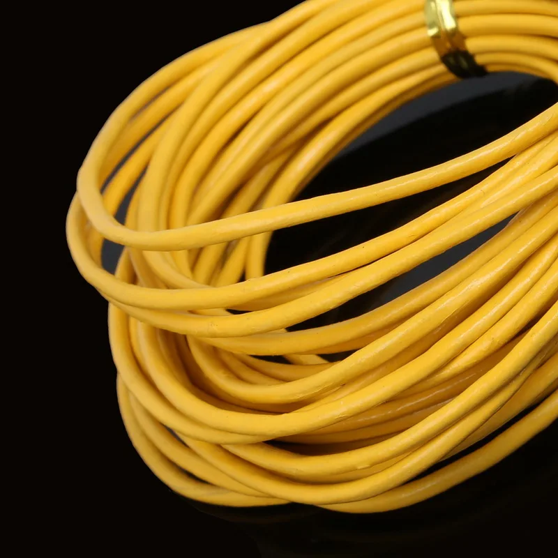 Yellow Горячее предложение! Распродажа! Смешанные цвета круглая веревка из натуральной кожи 2 мм коричневый/белый/черный бисероплетение шнуры для одежды обувь браслет ювелирные изделия ремесло - Цвет: Yellow