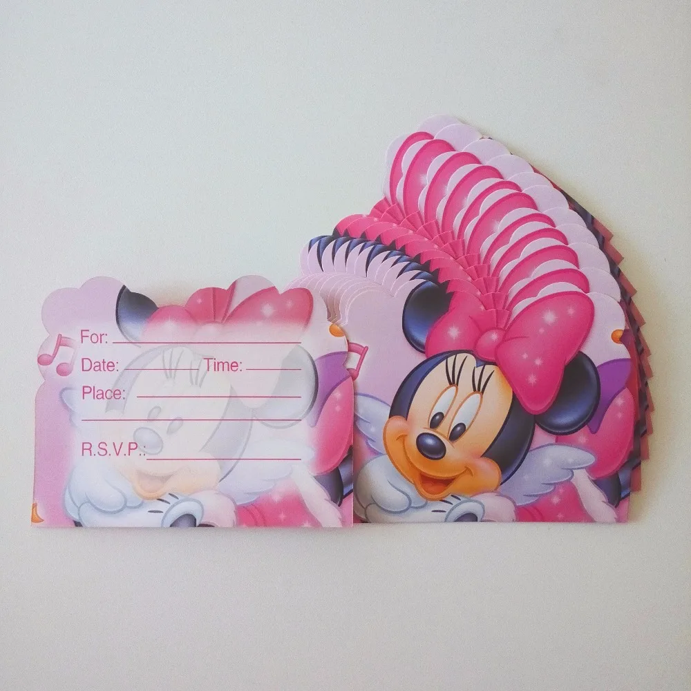 12pcs/set Minnie Mouse Invitation Card Cartoon Theme Party For Kids Birthday Decoration Supply Festival | Дом и сад
