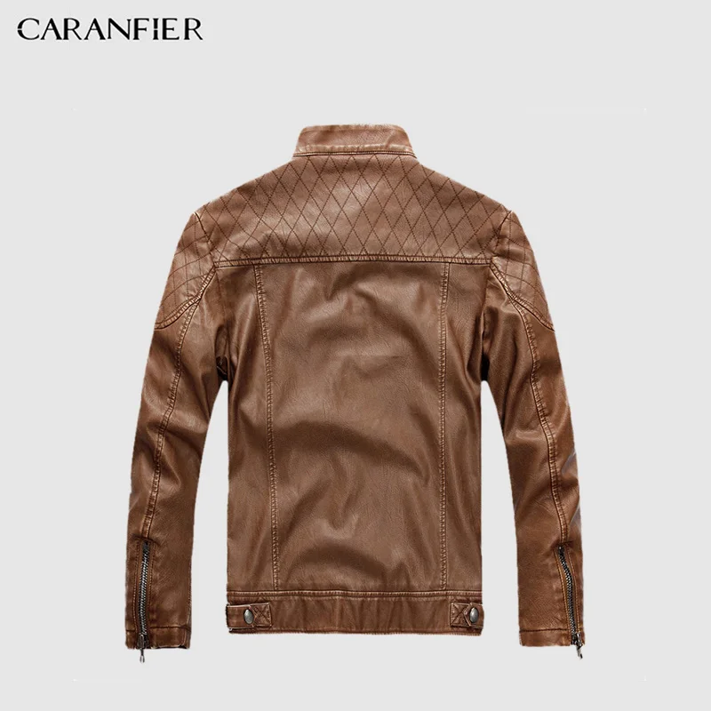 CARANFIER мужские кожаные куртки модные деловые повседневные в мотоциклетном стиле