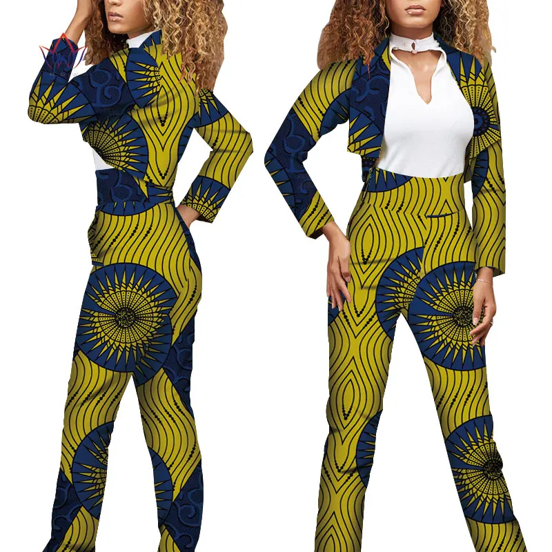 Комплект из 2 предметов с Африканским принтом для женщин весенние Дашики брюки