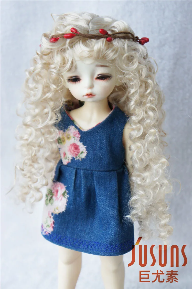 JD145 1/6 YOSD синтетические мохеровые кукольные парики BJD 6 7 дюймов длинные вьющиеся