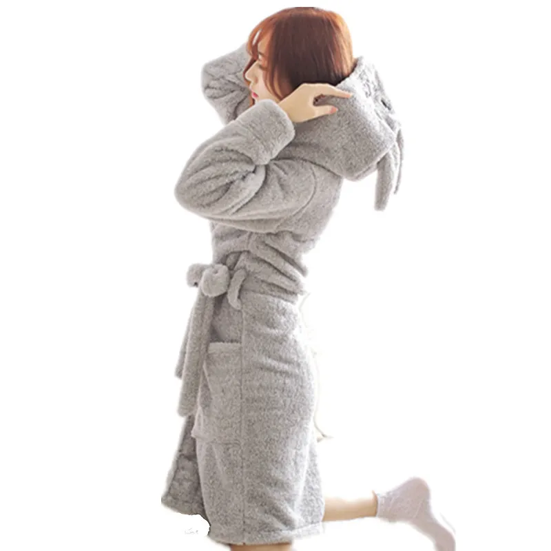 Осенне зимний женский халат для сна милые женские банные халаты с капюшоном