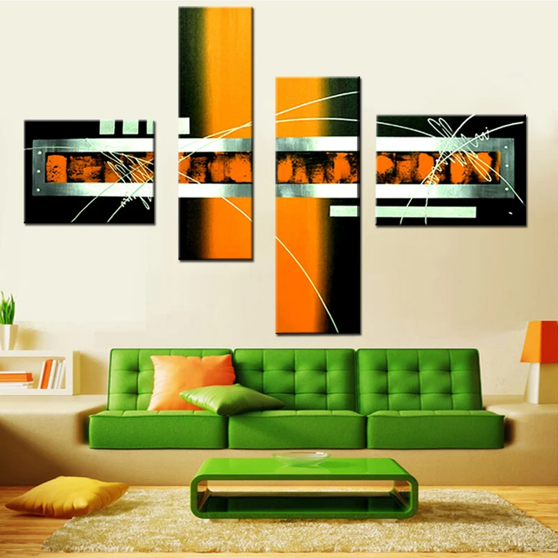 4 шт. Панель простой абстрактного акриловая живопись маслом украшения стены