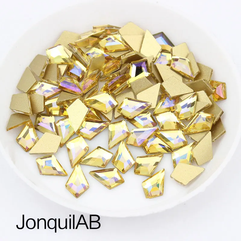 Jonquil AB Новинка 5,5x8 мм Красочные Стразы для ногтей AB блестящие ногти кристаллы золото с плоским основанием, для ногтей украшения для ногтей аксессуары для ногтей - Цвет: Jonquil AB