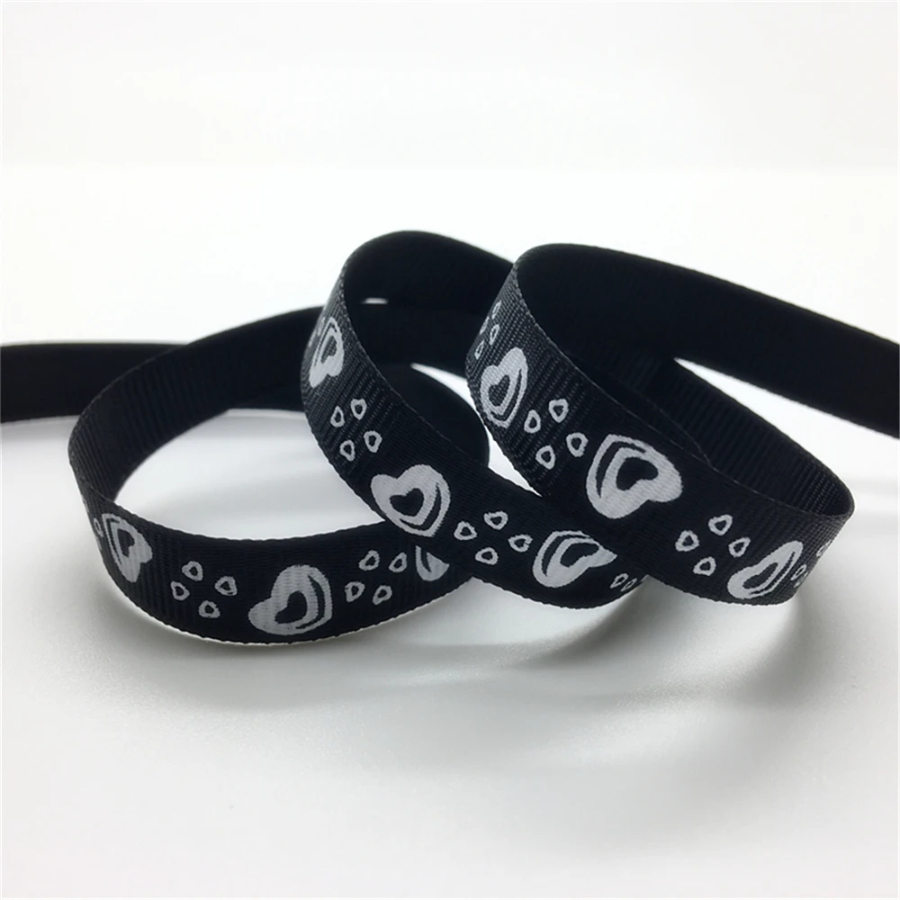 5 ярдов, 3/8 '', 10 мм, с принтом LOVE Grosgrain, лента для волос, бант/Рождество/свадьба, DIY шитье,# GD21-30 - Цвет: Black