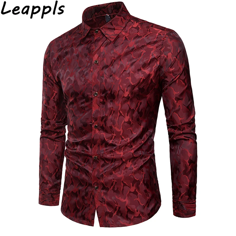 Leapls смокинг рубашки для мужчин модные камуфляжные Смарт повседневные мужские