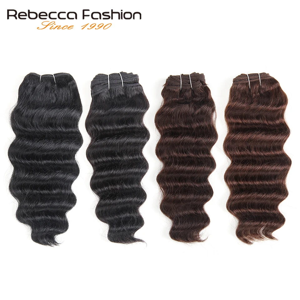 Rebecca Natural Hi Deep Wave Human Hair 1 Bundle Deals Brazilian Narural Color Remy #1B #1 #2 #4 10-22 Inch | Шиньоны и парики