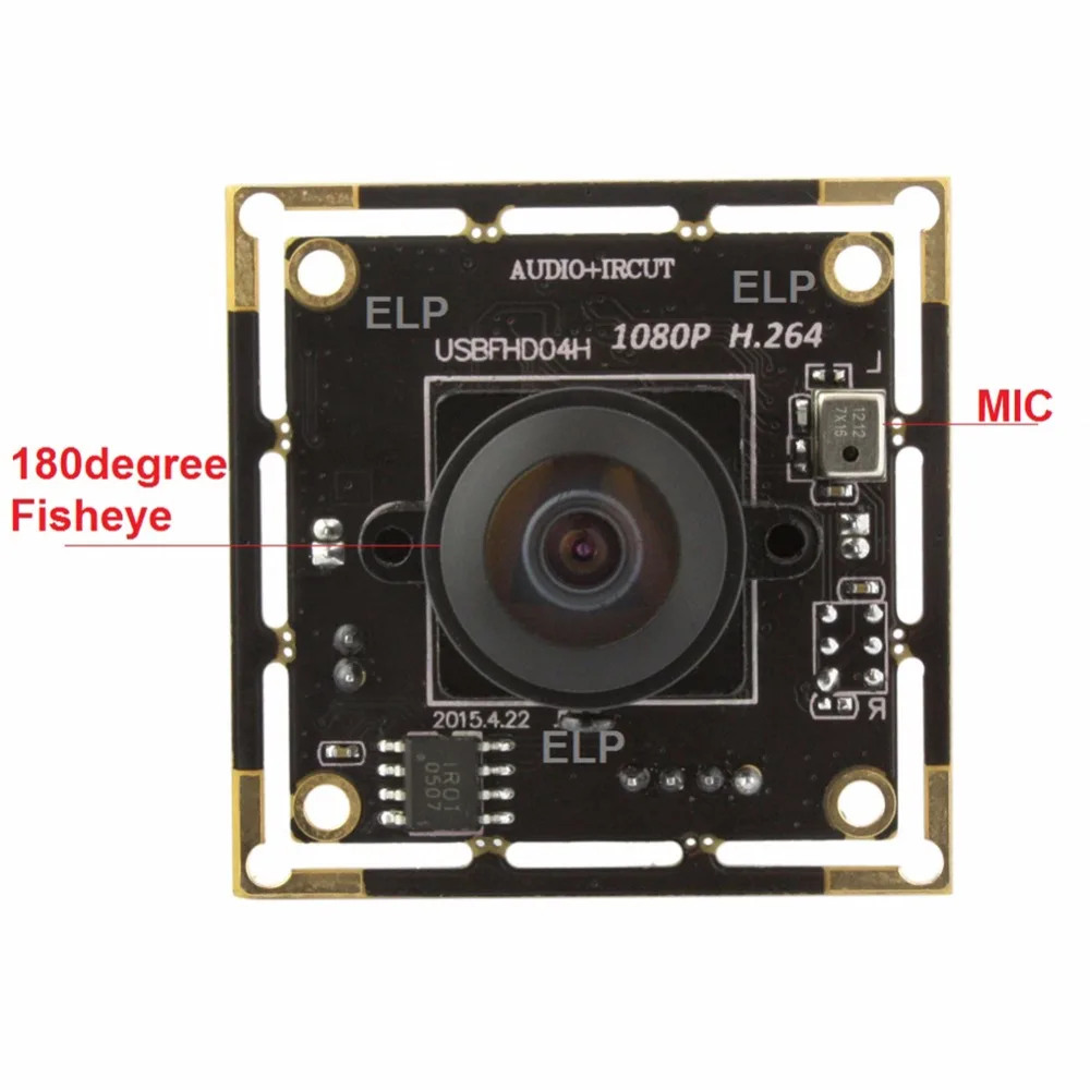 ELP объектив рыбий глаз 1080P 30FPS H.264/MJPEG/YUY2 2 0 мегапикселей аудио OTG Micro USB камера для