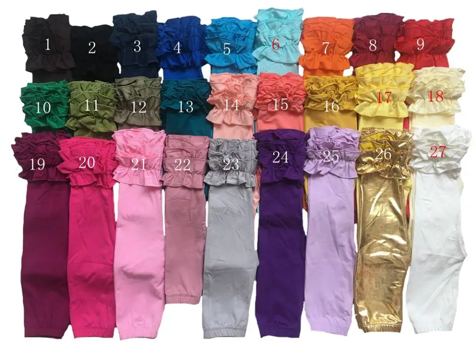 

ready to ship cotton Leggings Soft Solid printing Kids Girl Trousers Girls Boutique Pants Ruffle Pants fall winter Baby Leggings