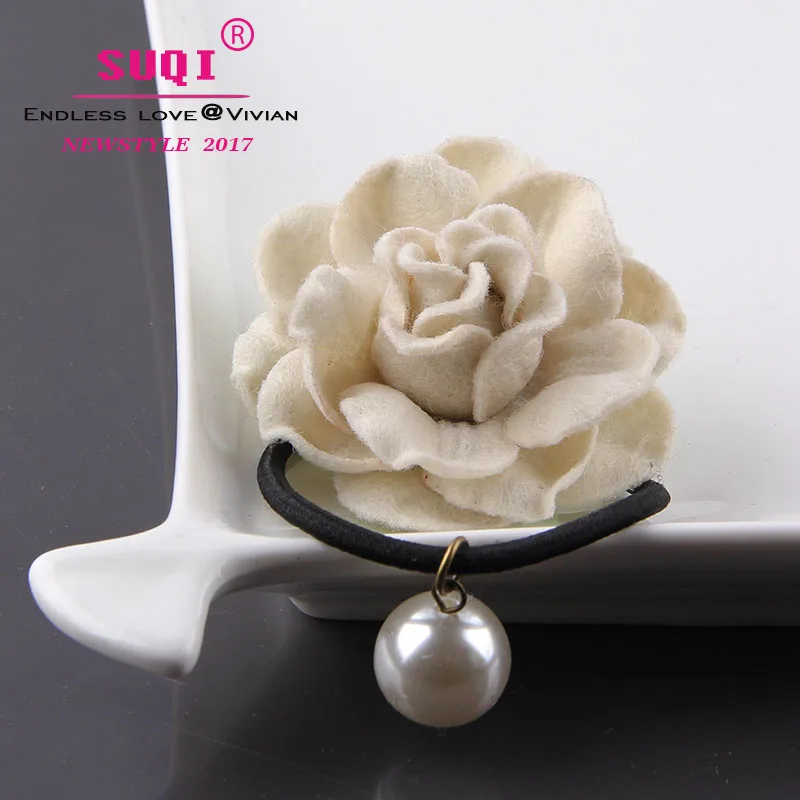 Women Vintage Hit Colors Elegant Handmade Rose Flower Shiny Venetian pearl Hair Rope accessories | Украшения и аксессуары