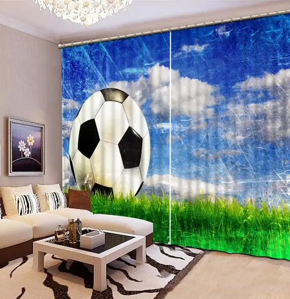 

Window Curtain Living Room Bedroom football 3D Curtains sky nature landscape Painting Blackout Curtains For home Decoration