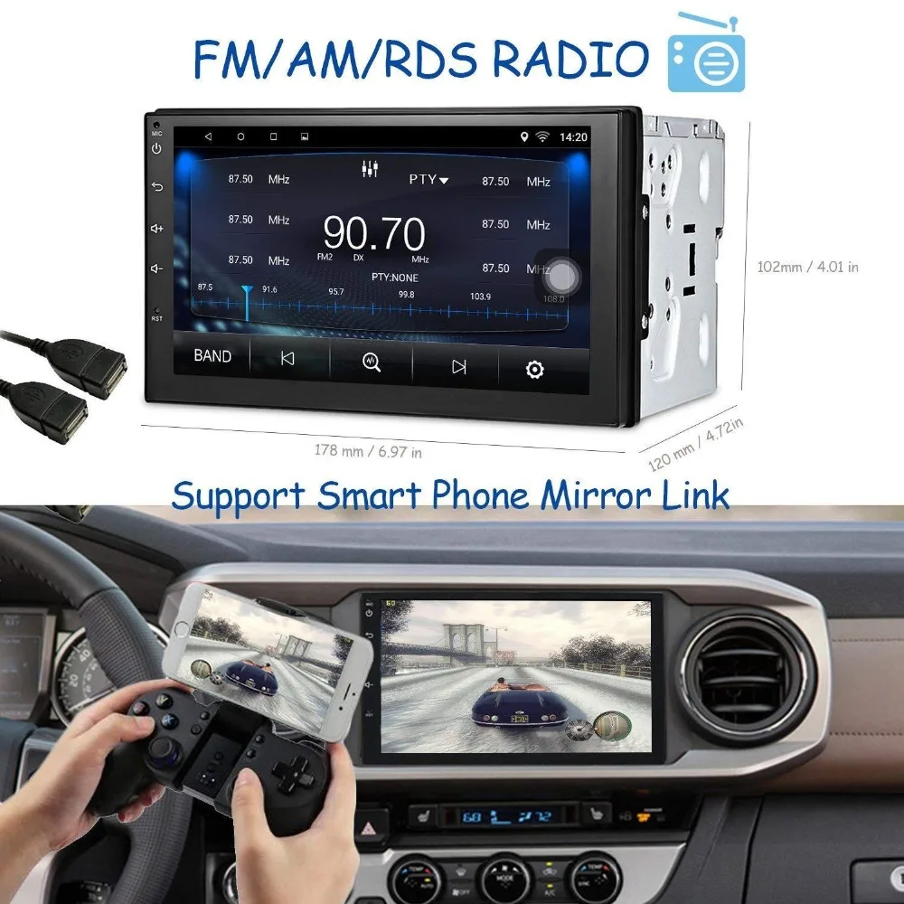 Panlelo S2 Car Touch Screen Android Universal GPS Navigation 2 Din Auto Radio 7' Quad Core Car Multimedia Stereo On.