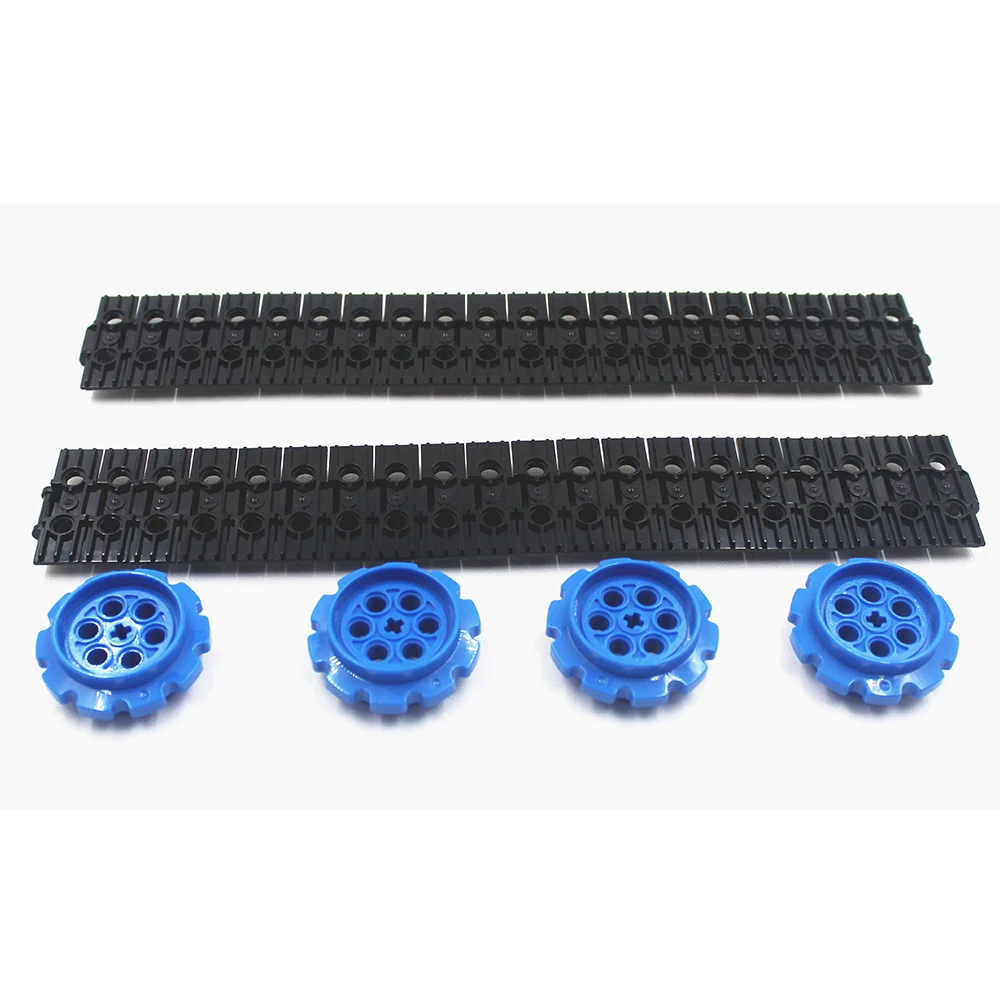 

MOC Block Technical Parts 40pcs TRACK ELEMENT, 5X1.5 + 4pcs SPROCKET, DIA40,7 Compatible with Lego for Kids Boys Toy 88323 57519