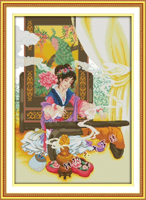 Набор для вышивки классической девушкой Play the lyre крестиком DMC 11CT 14CT на холсте|painting