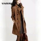 Женское двубортное пальто, облегающее длинное пальто большого размера 4XL на осень и зиму, 2020