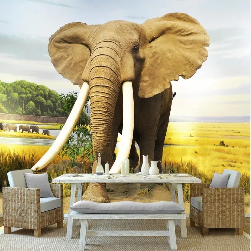 Дропшиппинг обои на заказ настенные 3D высокой четкости слона для спальни