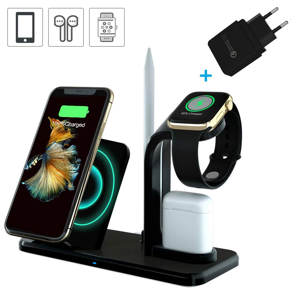 Ascromy Беспроводная подставка Съемная 3 в 1 зарядное устройство Qi быстрая для airpods