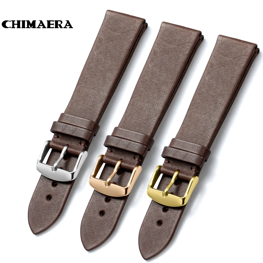 

CHIMAERA 18mm 19mm 20mm 22mm Coffee Watchband France calf leather Watch band Strap with Pin buckle For Breitling Casio Seiko