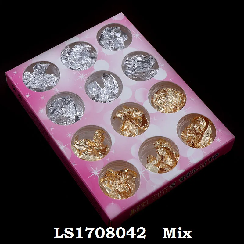 mix color 12 коробок в наборе, золотой, серебристый неправильной формы, алюминиевая фольга, бумага, блеск, сделай сам, УФ-смола, эпоксидная форма, для изготовления ювелирных изделий, наполнение для ювелирных изделий DIY - Цвет: mix color