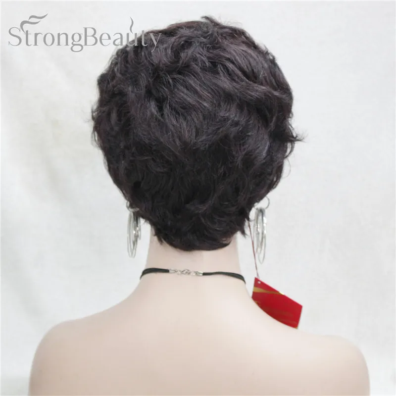 2SP99T StrongBeauty короткий черный коричневый микс блонд парик с окраской перьями Женские синтетические вьющиеся парики - Цвет: 2SP99T