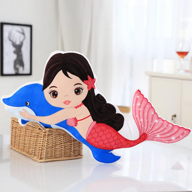 

2019 New Soft Mermaid Princess Plush Toy Adorable Stuffed Princess Image Cushion Pillow Appease Toys For Girl Bedroom Decoration