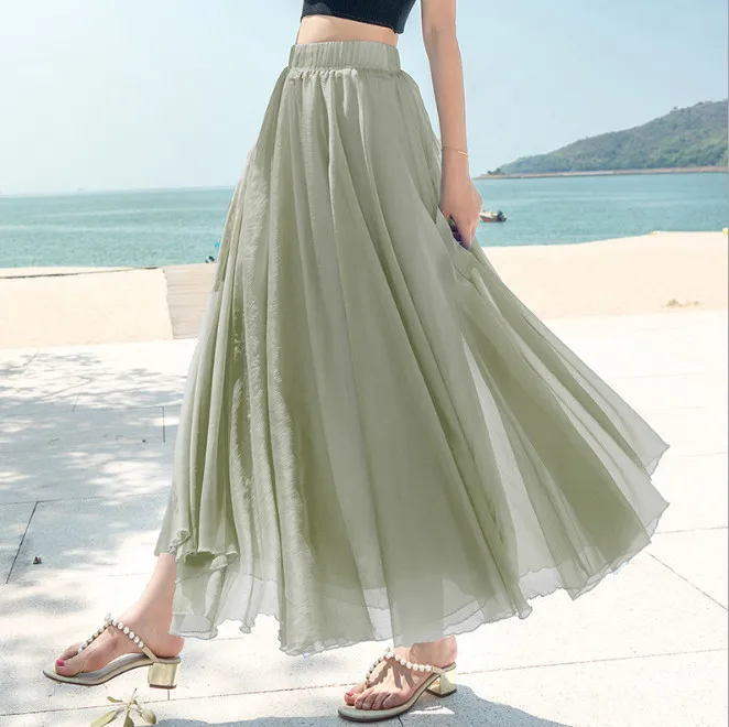 Длинная плиссированная шифоновая юбка макси в стиле ретро ярко розовая черная