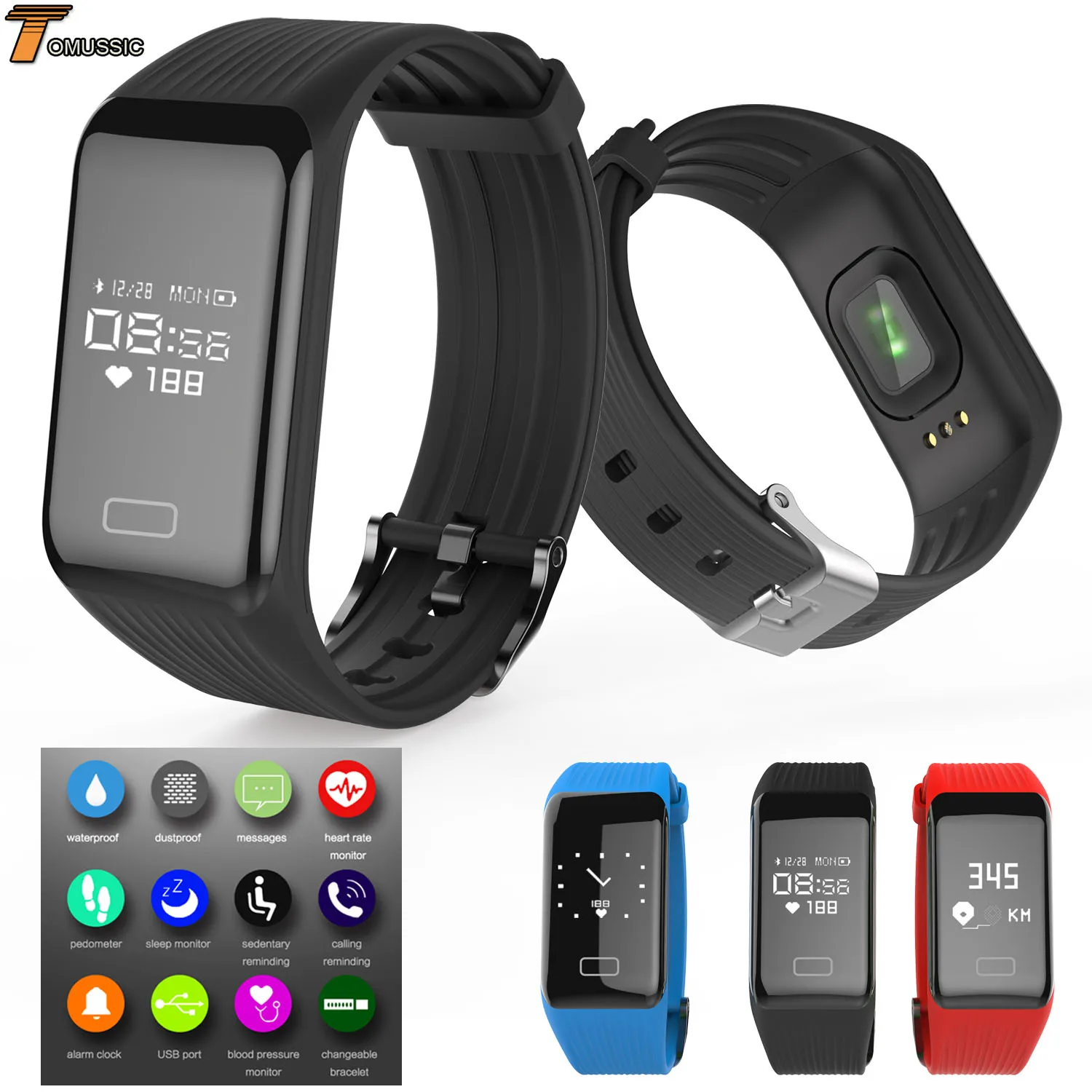 Спортивный смарт браслет с пульсометром в режиме реального времени