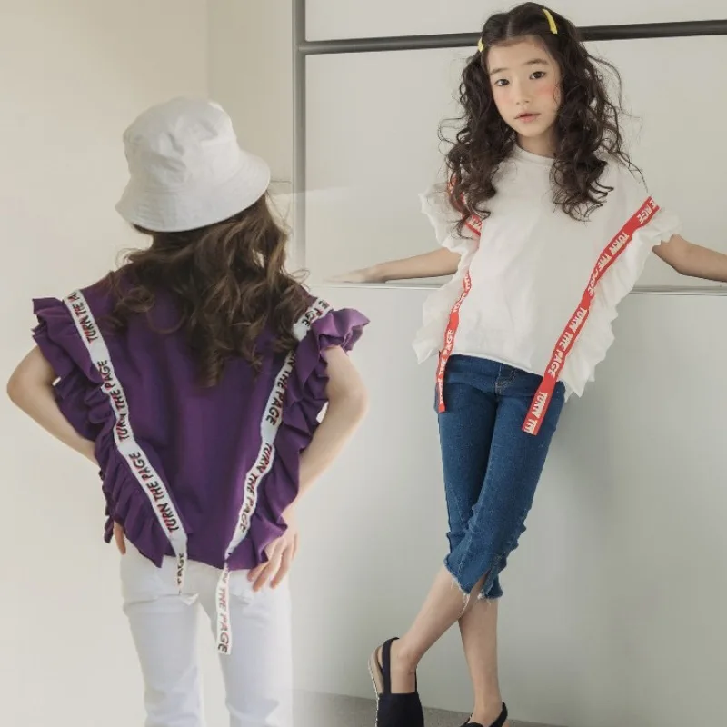 Футболка для девочек Новинка 2019 года летняя футболка с летучей мышью детская