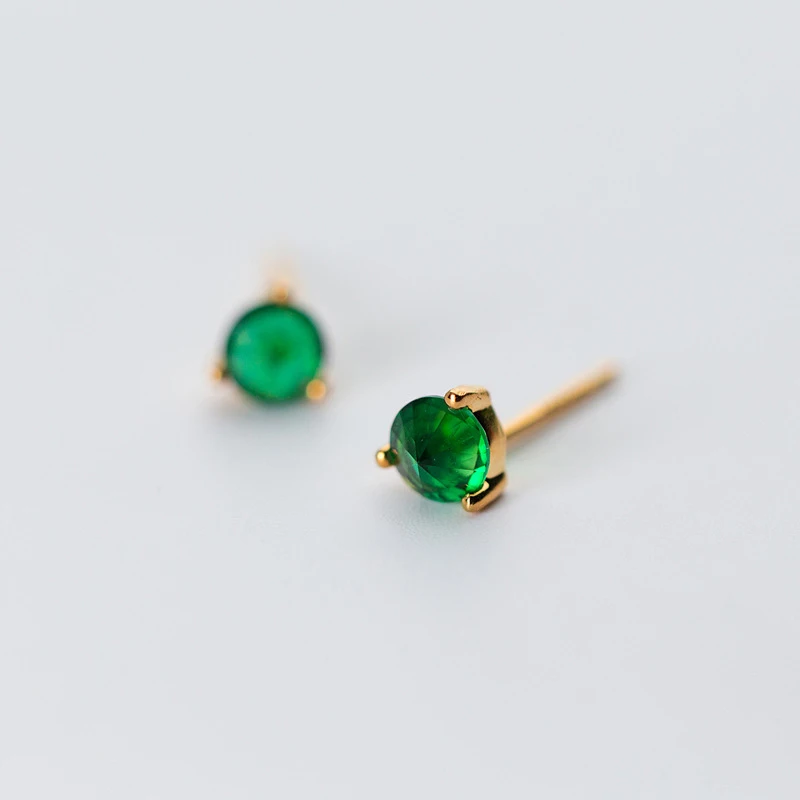 MloveAcc 100% Серебро 925 пробы модные серьги гвоздики с Зелеными камнями подарок для
